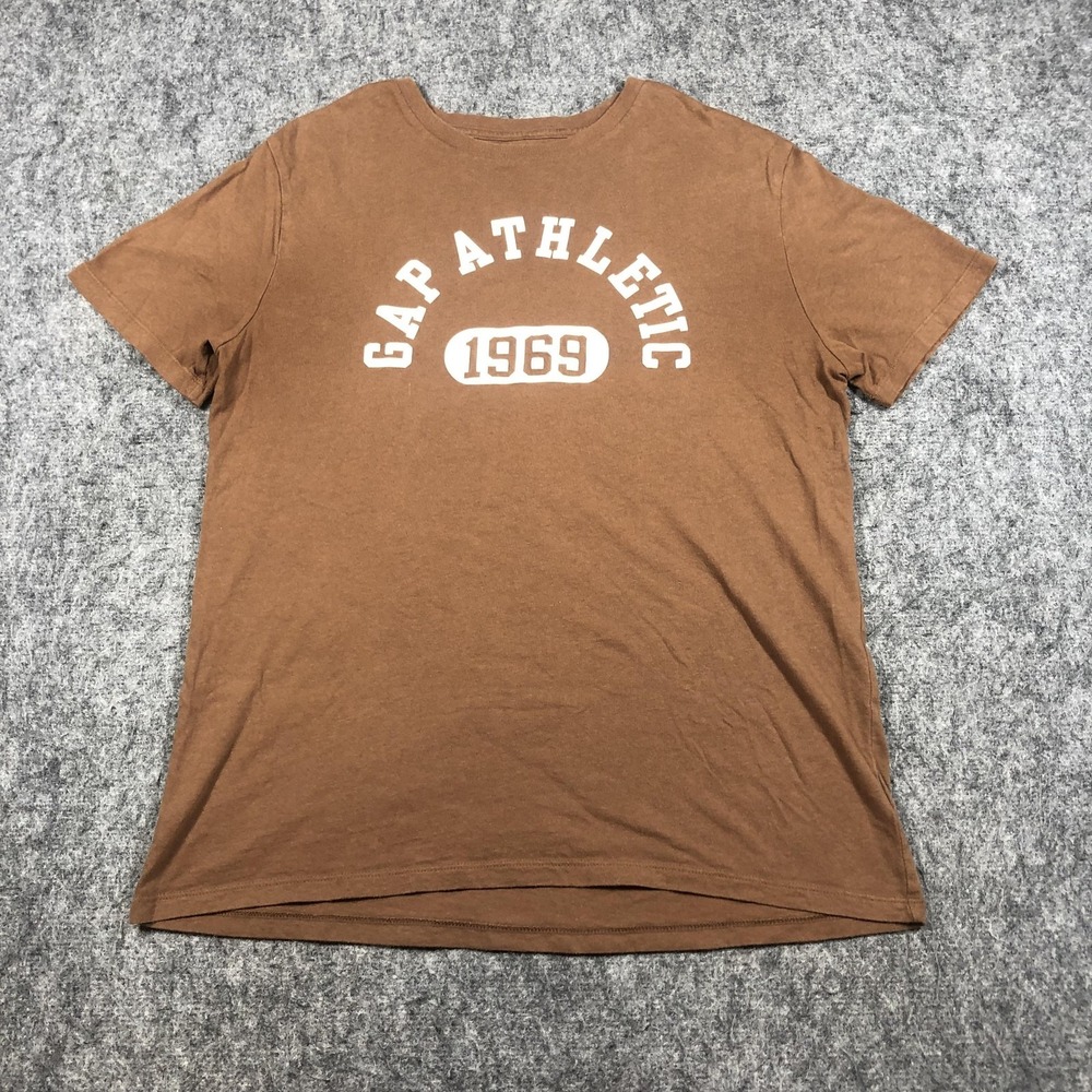 Gap Athletic 1969 Shirt Womens Medium Brown Graphic Tee Crewneck Logo‎ Casual